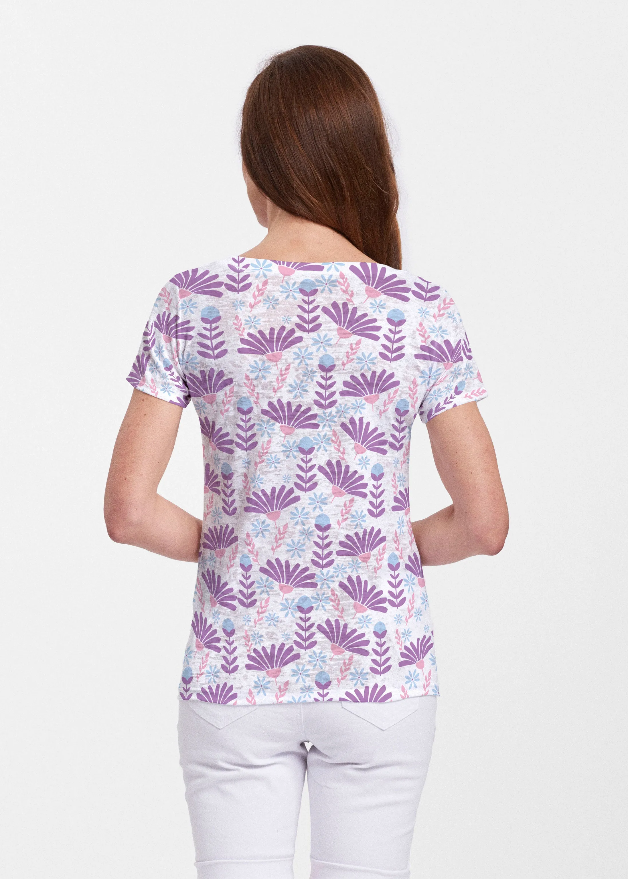 Fanfare (8042) ~ Sheer Short Sleeve V-Neck Shirt