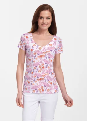 Fanfare (8042) ~ Sheer Short Sleeve V-Neck Shirt
