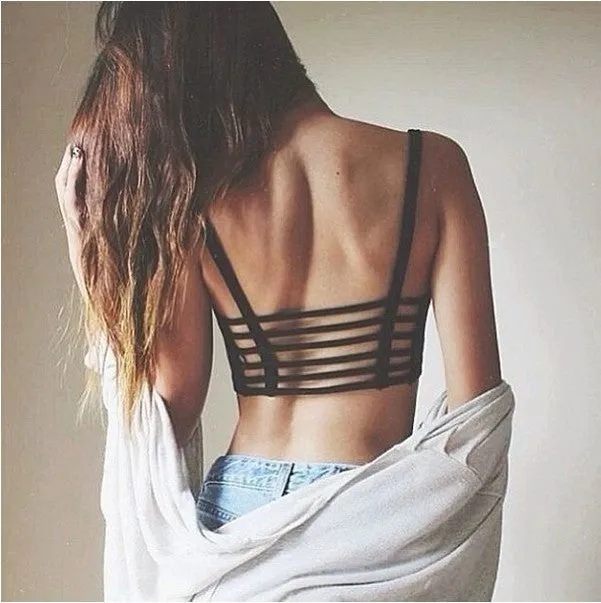 Fashion Women Cotton Hollow Back Shirt Tank Top Bra Wrap Vest Chest Bra Cropped Tops