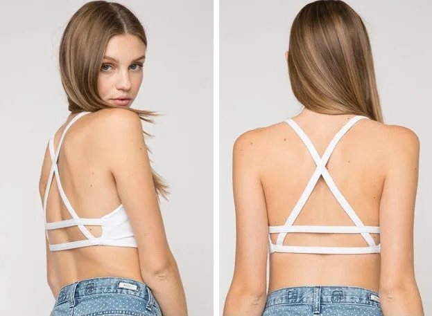 Fashion Women Cotton Hollow Back Shirt Tank Top Bra Wrap Vest Chest Bra Cropped Tops