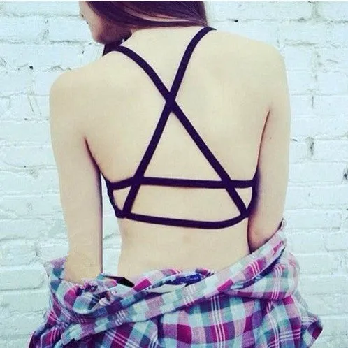 Fashion Women Cotton Hollow Back Shirt Tank Top Bra Wrap Vest Chest Bra Cropped Tops