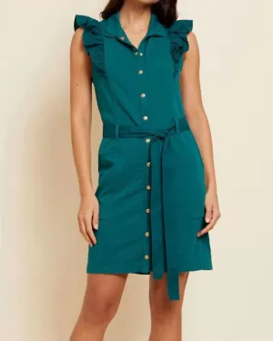 Fennix Ruffled Collar Mini Dress In Emerald | Emerald