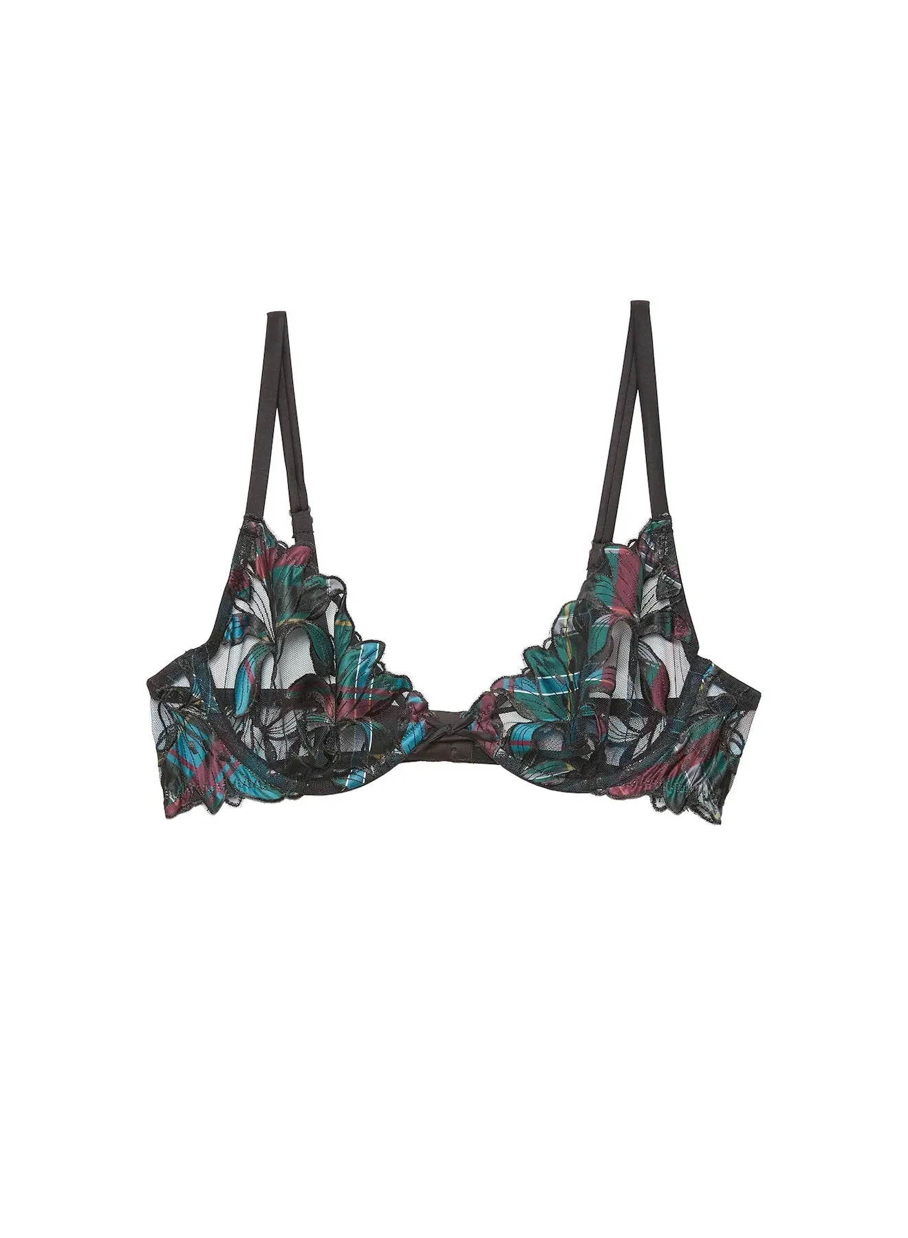 Fleur du Mal Lily Embroidery Plunge Demi Bra