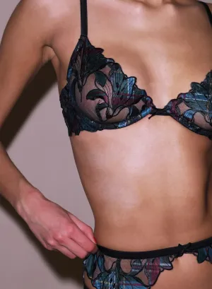 Fleur du Mal Lily Embroidery Plunge Demi Bra