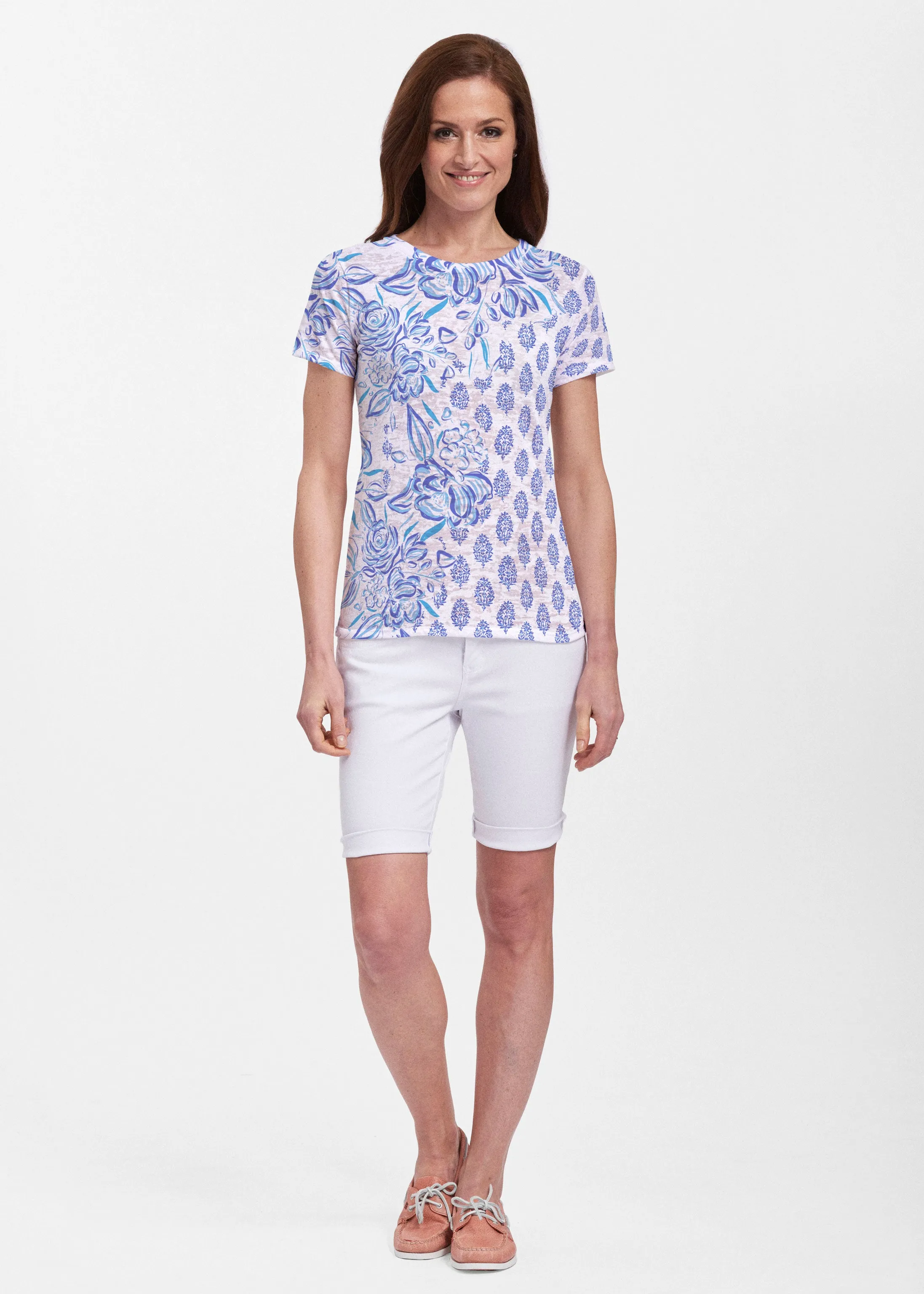 Flora (8041) ~ Sheer Short Sleeve Crew Shirt