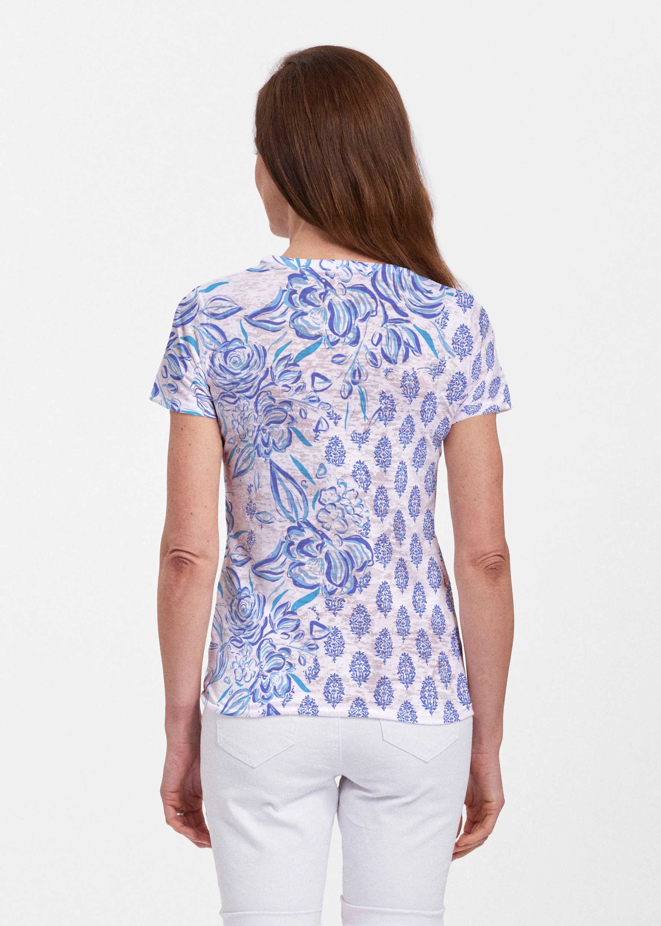 Flora (8041) ~ Sheer Short Sleeve Crew Shirt