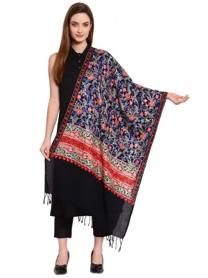 Floral Embroidered Wool Shawl