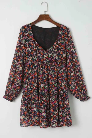 Floral Long Sleeve Mini Dress