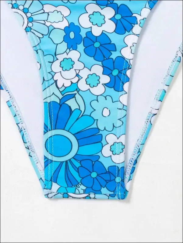 Floral print knot back underwire bikini swimsuit