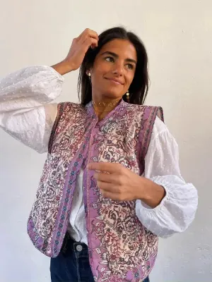 Floral Quilted Vest | Vintage Boho | Lightweight Layering Piece