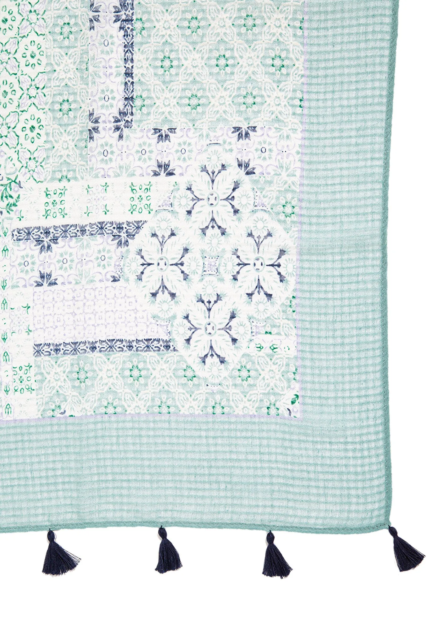 Flower Printed Blue Shawl