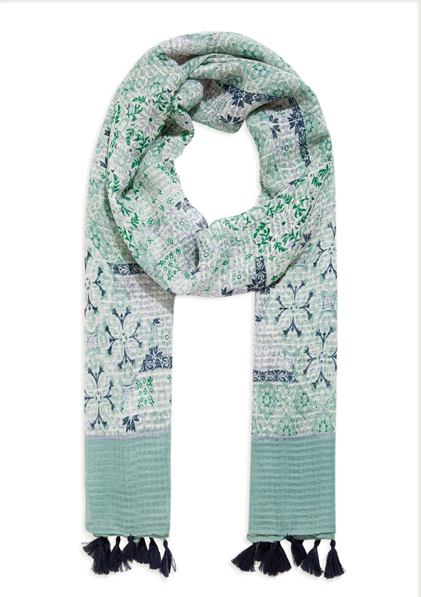 Flower Printed Blue Shawl