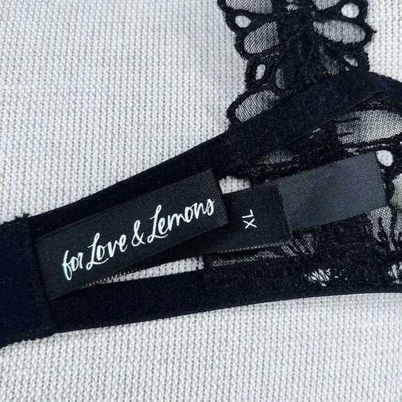 For Love and Lemons Lilou Embroidered Black Lace Bra sz XL * Victoria's Secret