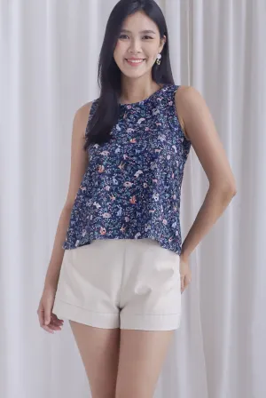 Forest Animals Eyelet Hi Lo Top In Navy Blue