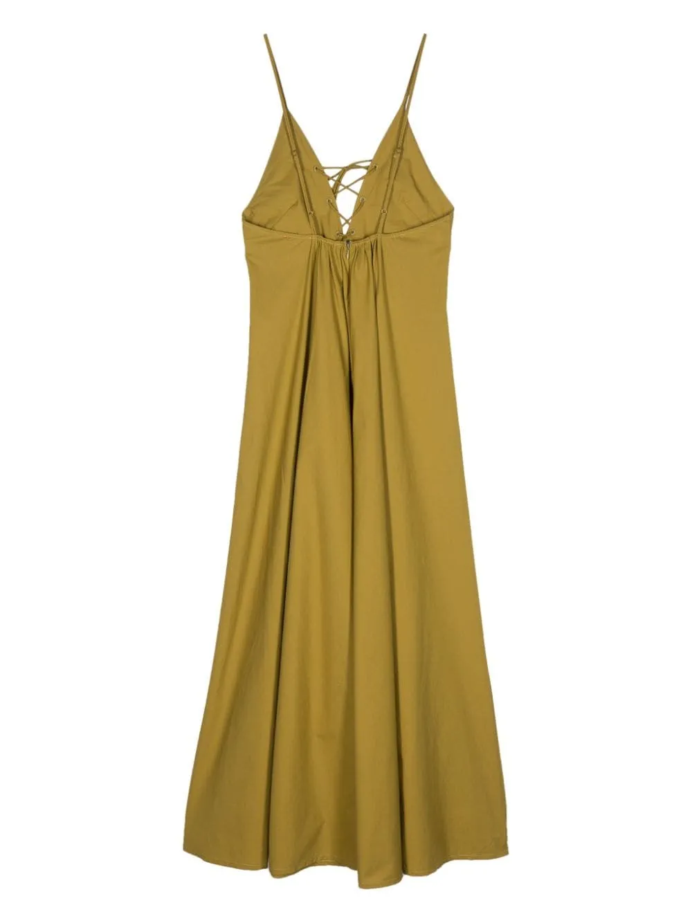 Forte Forte Khaki Cotton Poplin V-Neck Sleeveless Dress