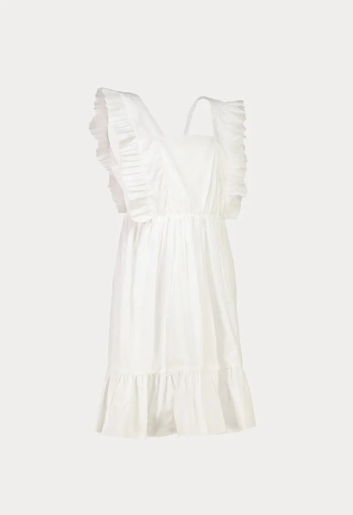 Frill Hem Shoulder Ruffles Sleeveless Dress