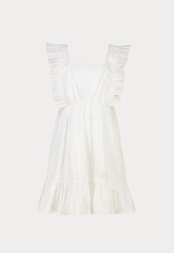 Frill Hem Shoulder Ruffles Sleeveless Dress