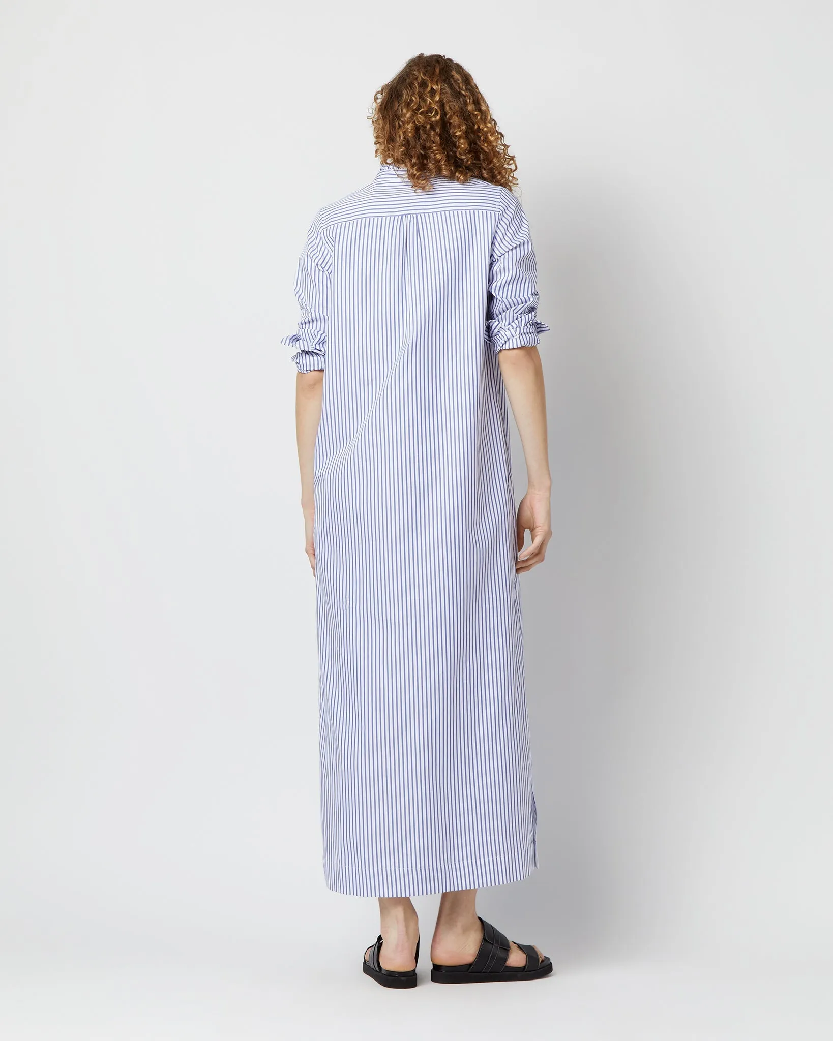 Frill Talitha Shirtdress - Blue/White Stripe