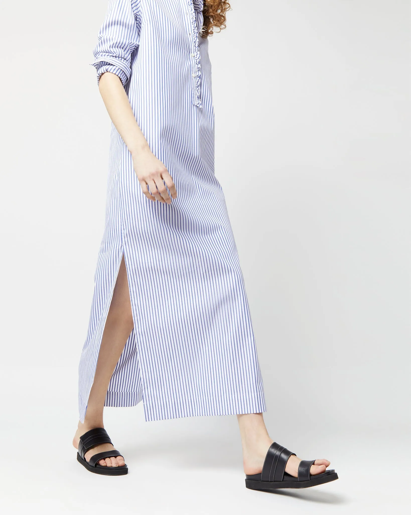 Frill Talitha Shirtdress - Blue/White Stripe