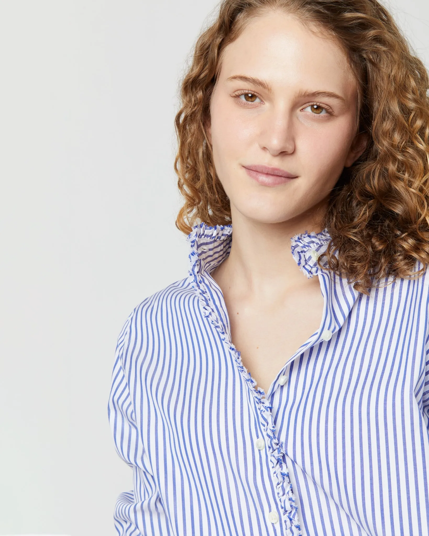 Frill Talitha Shirtdress - Blue/White Stripe