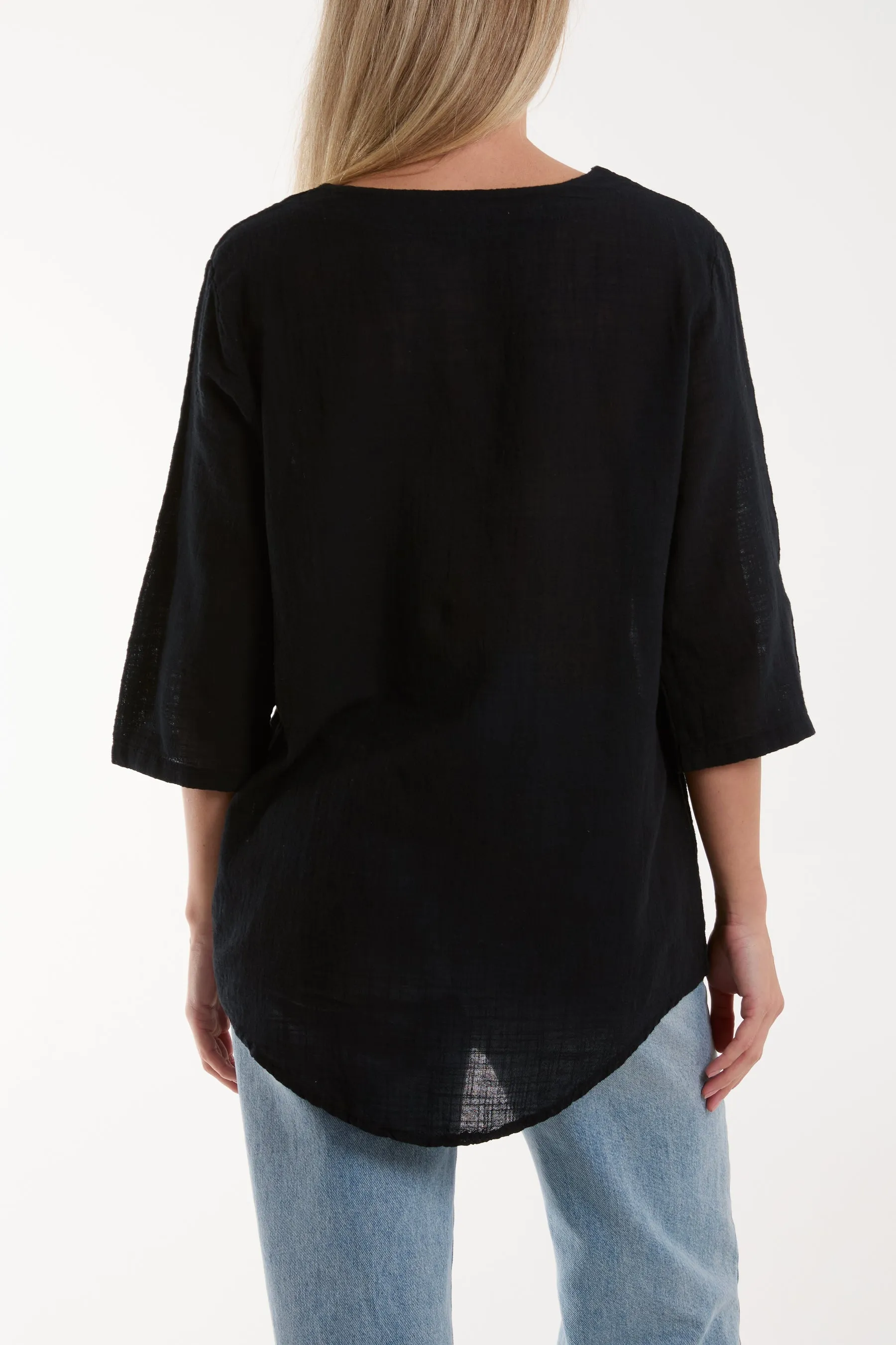 Front Button Cotton Washed Top
