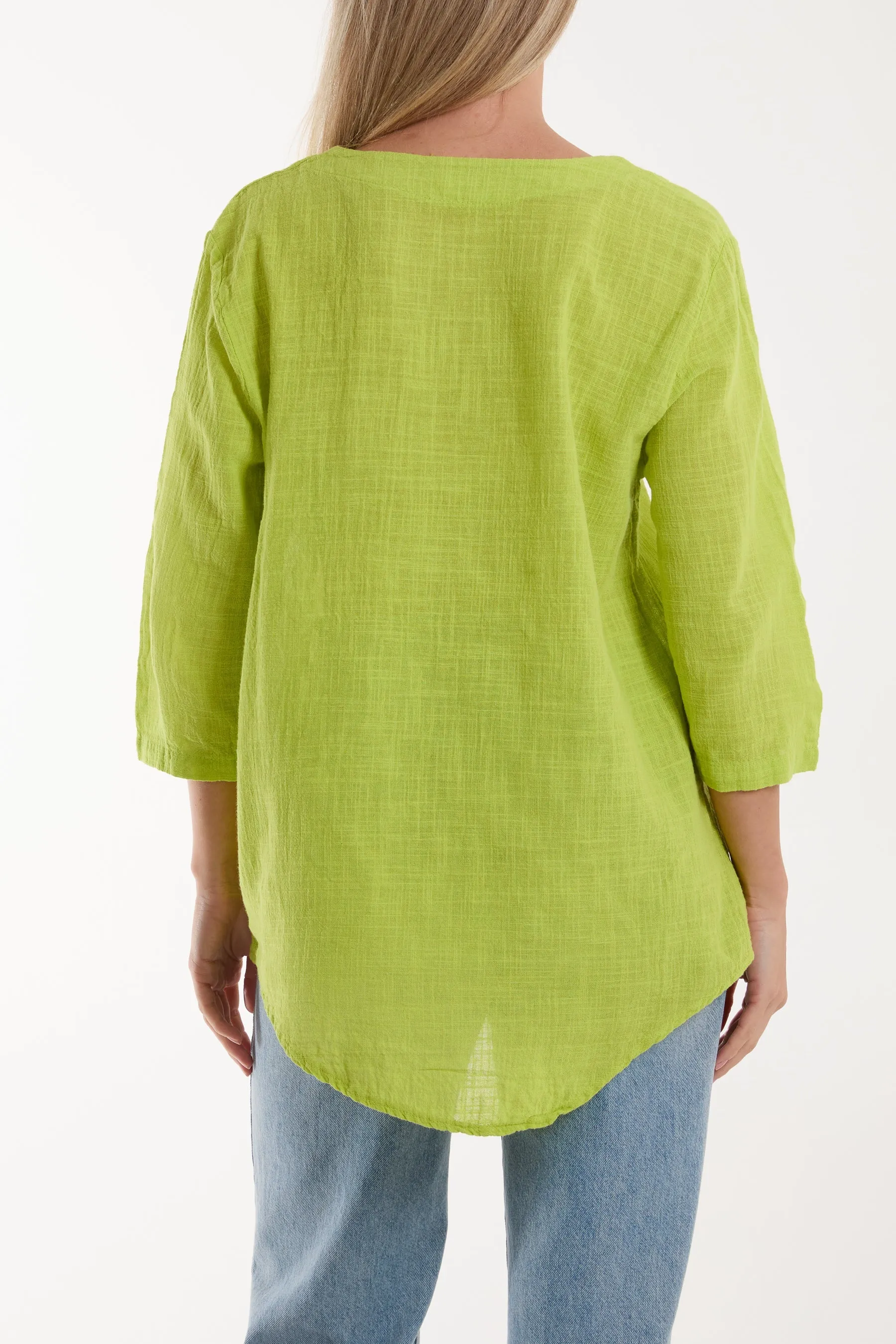 Front Button Cotton Washed Top