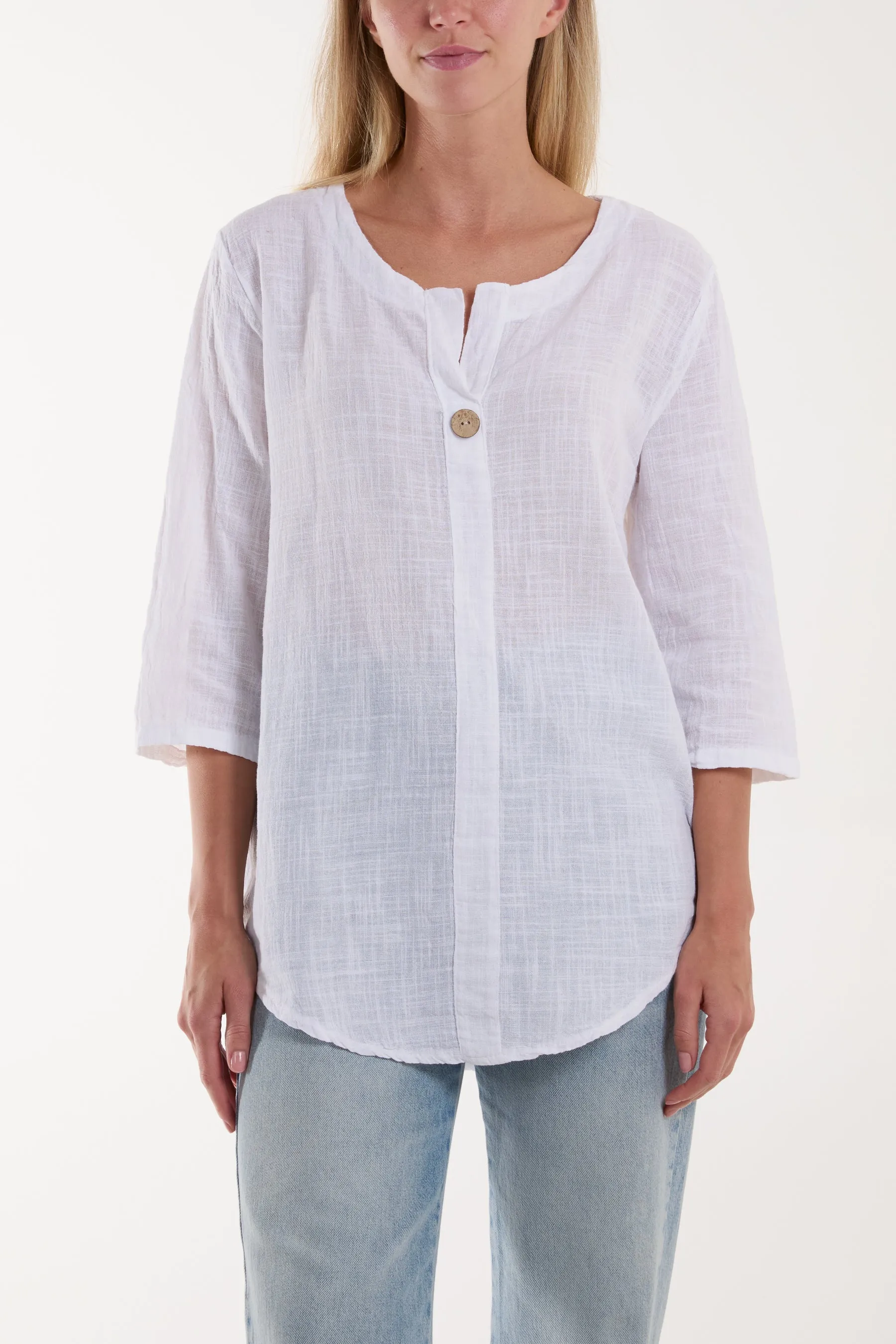 Front Button Cotton Washed Top