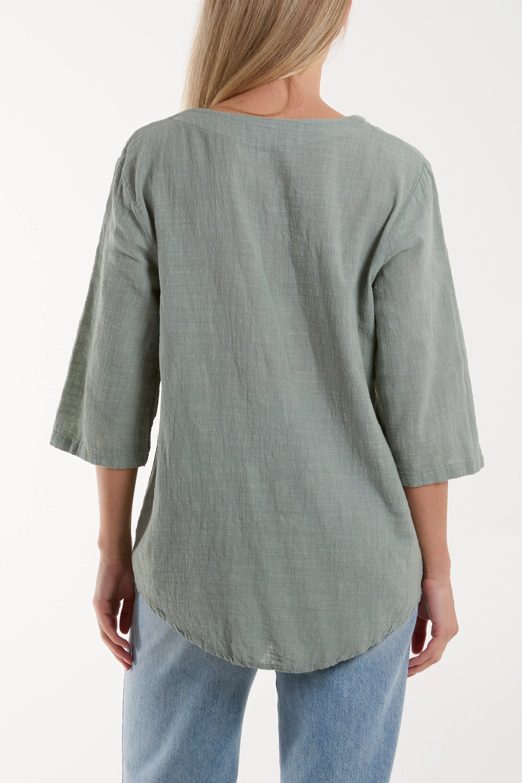 Front Button Cotton Washed Top