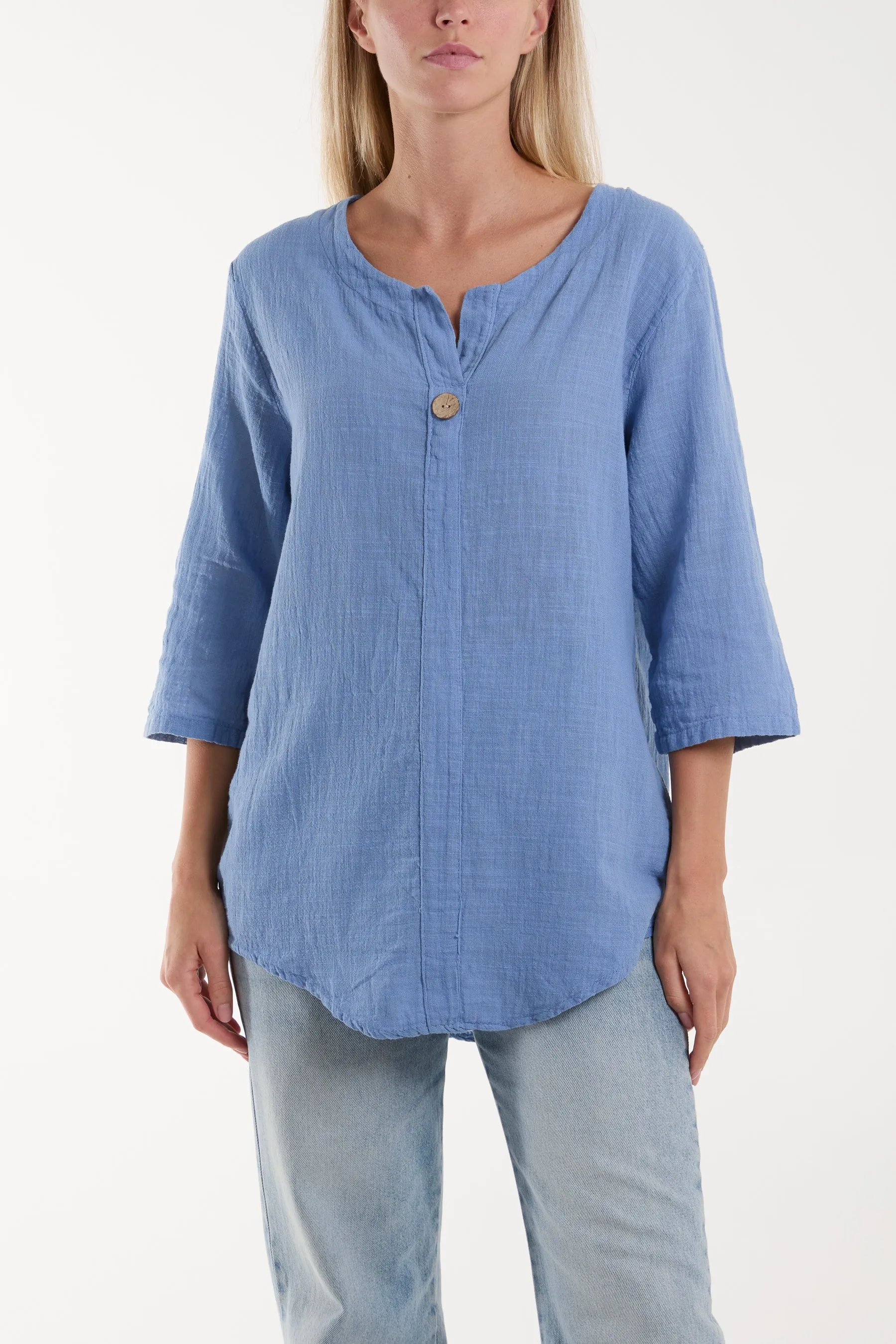 Front Button Cotton Washed Top