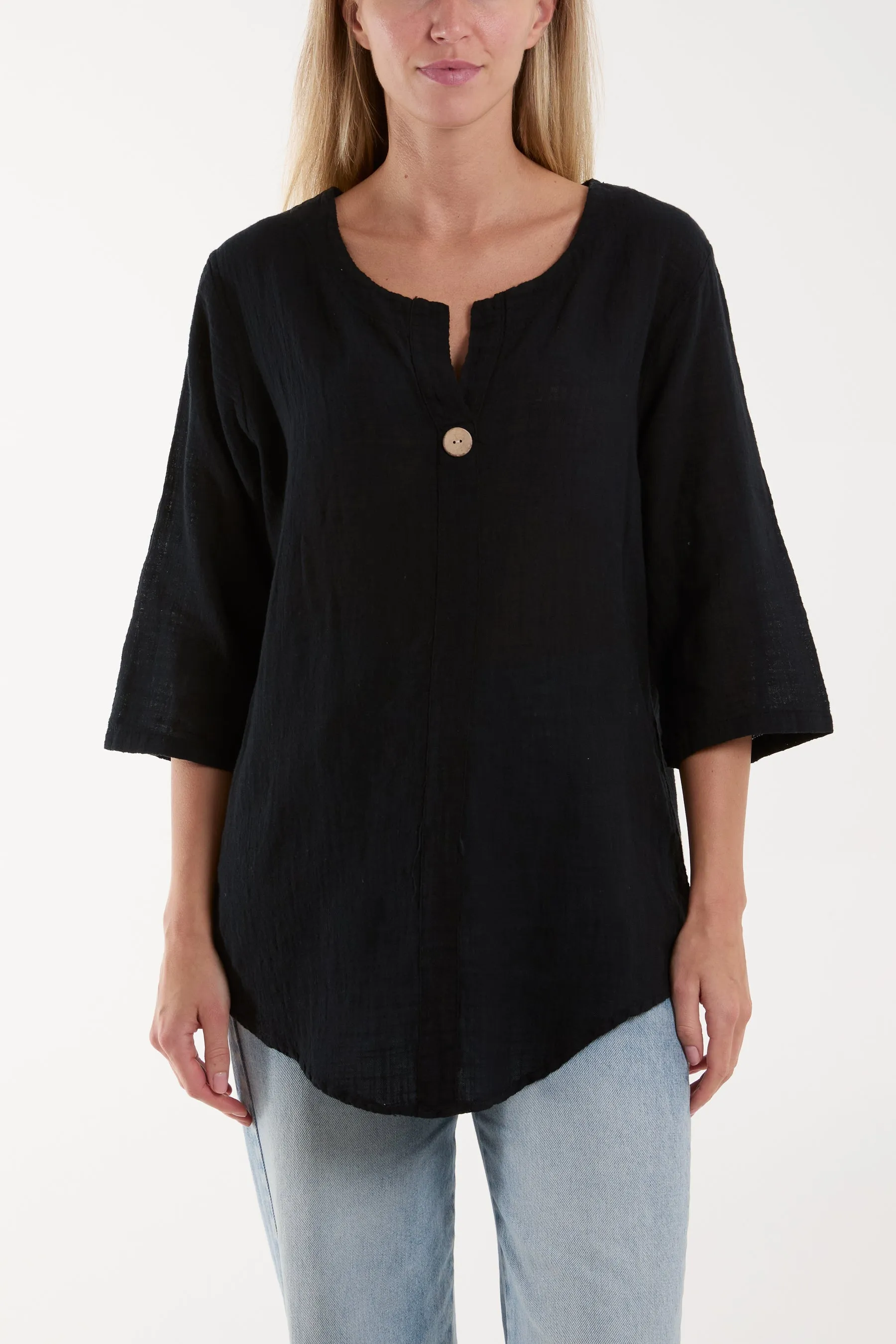 Front Button Cotton Washed Top