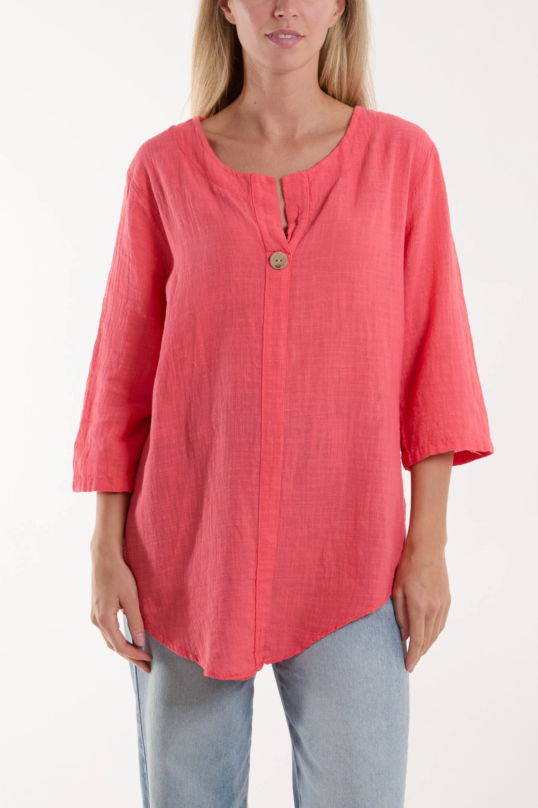 Front Button Cotton Washed Top