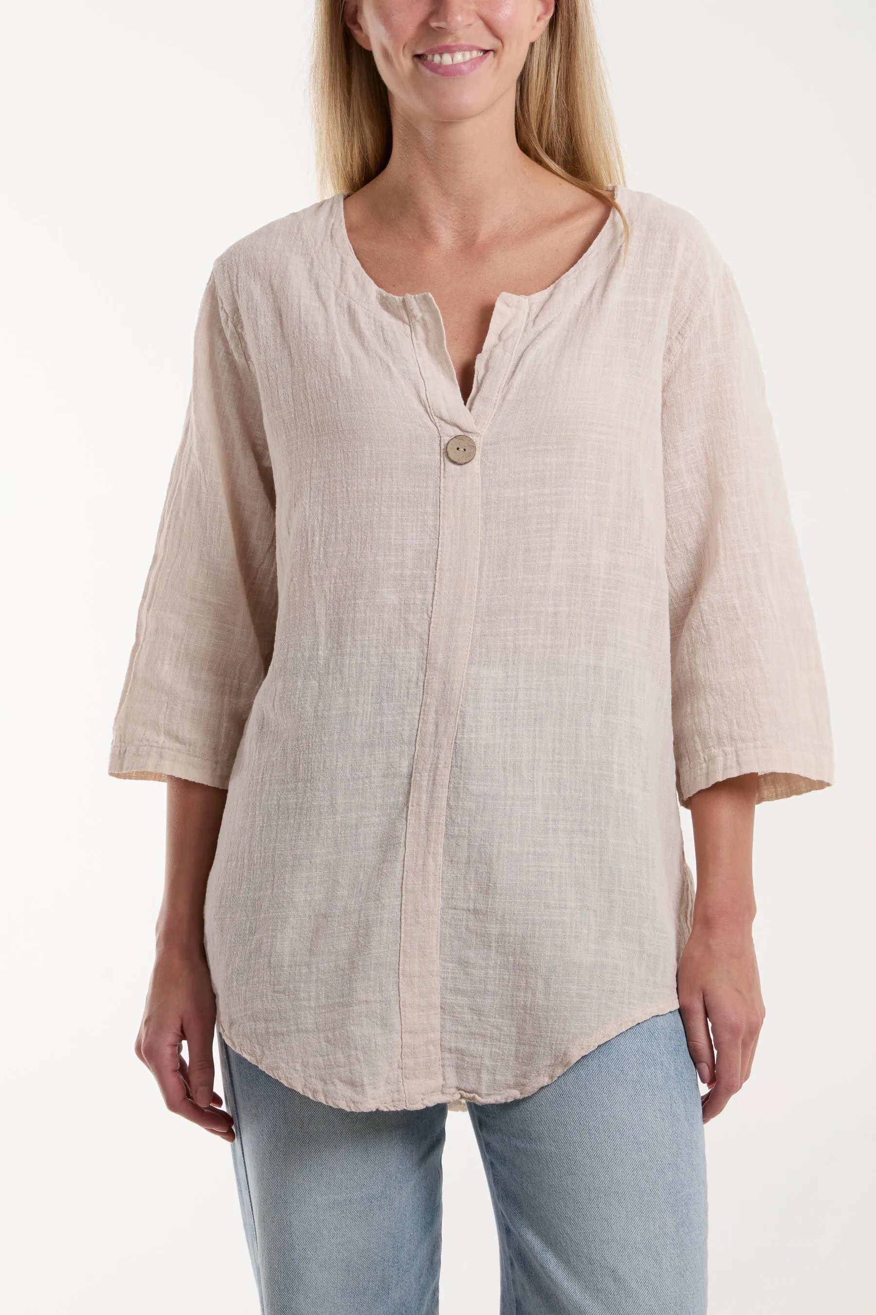 Front Button Cotton Washed Top
