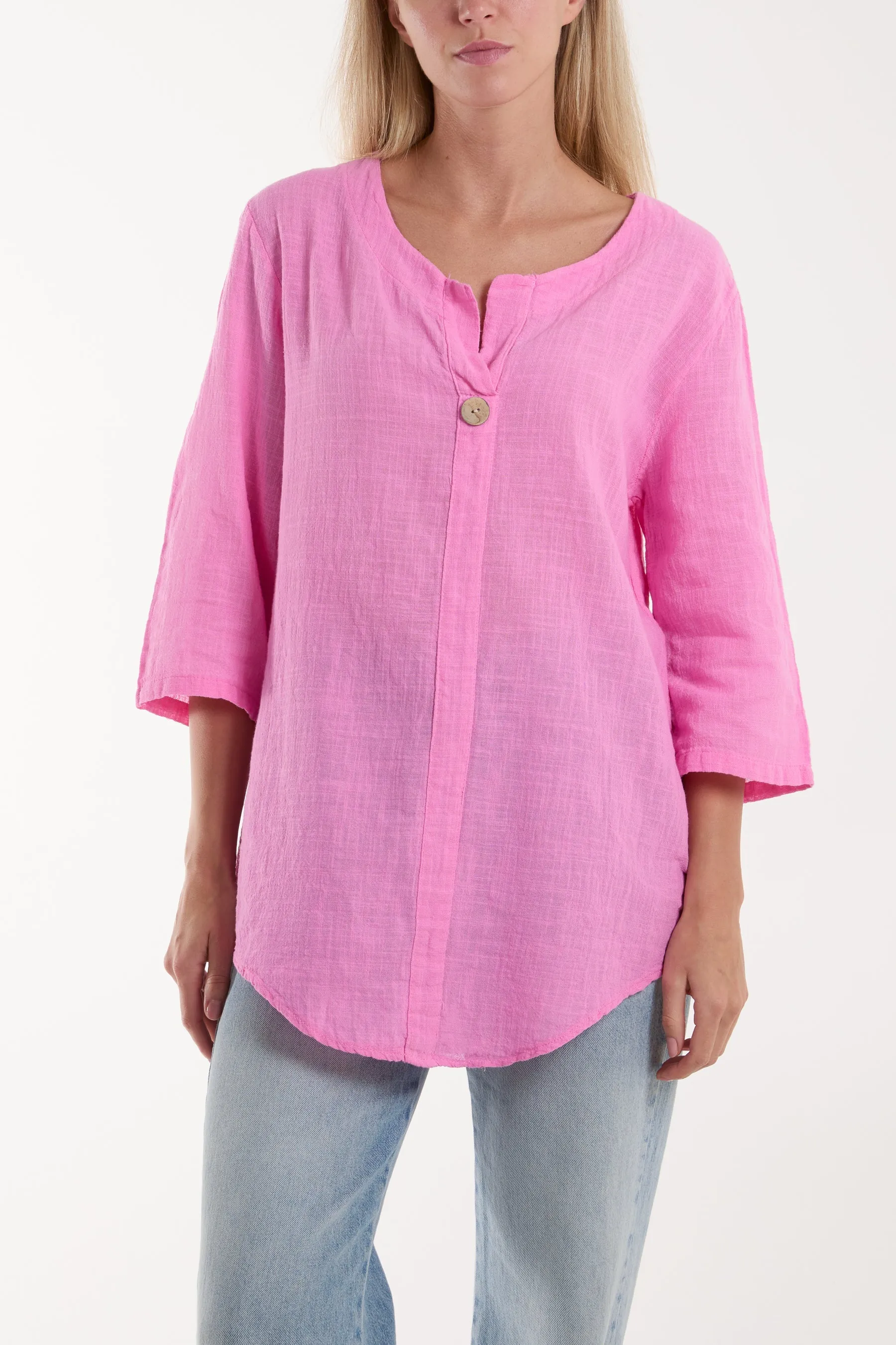 Front Button Cotton Washed Top