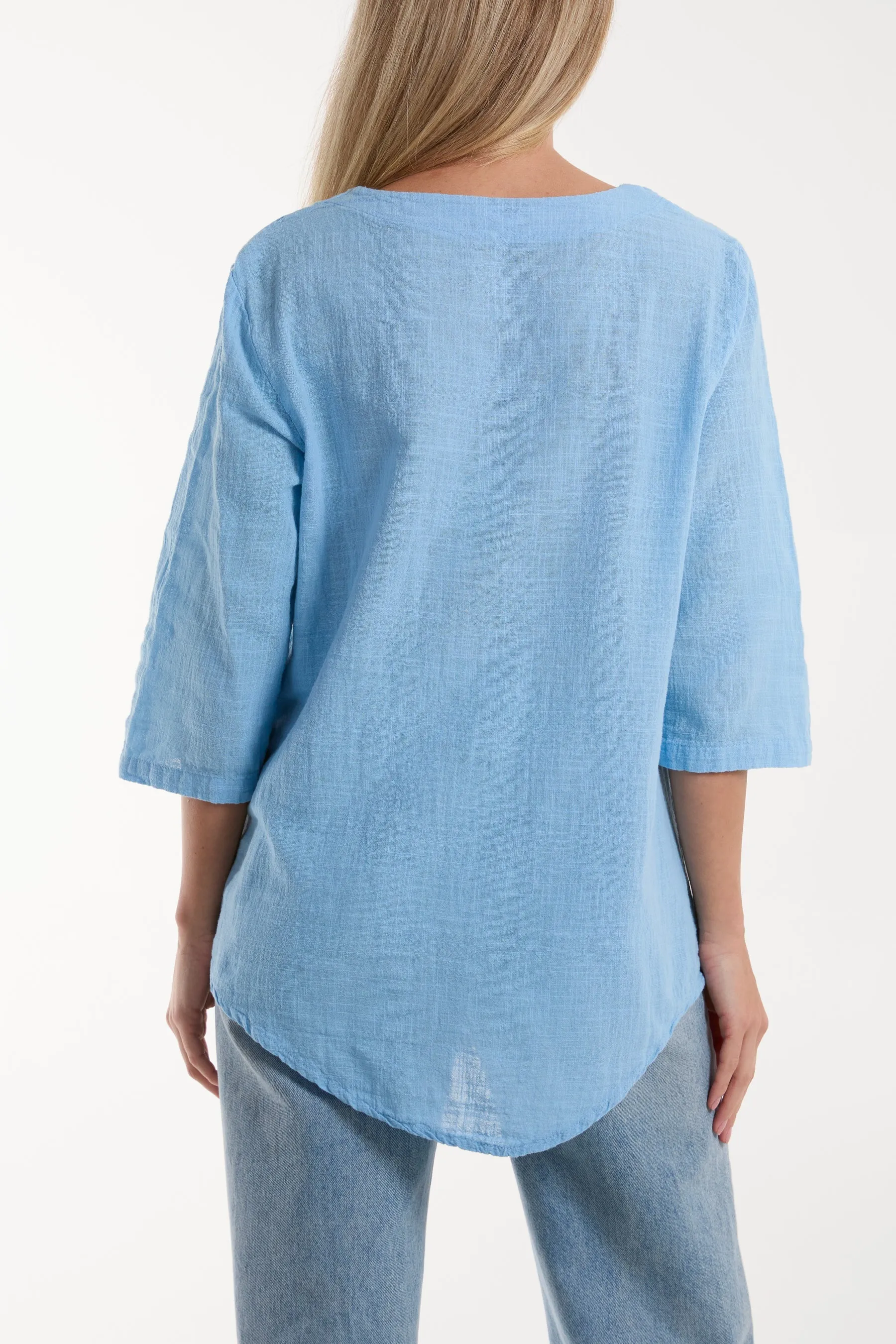 Front Button Cotton Washed Top