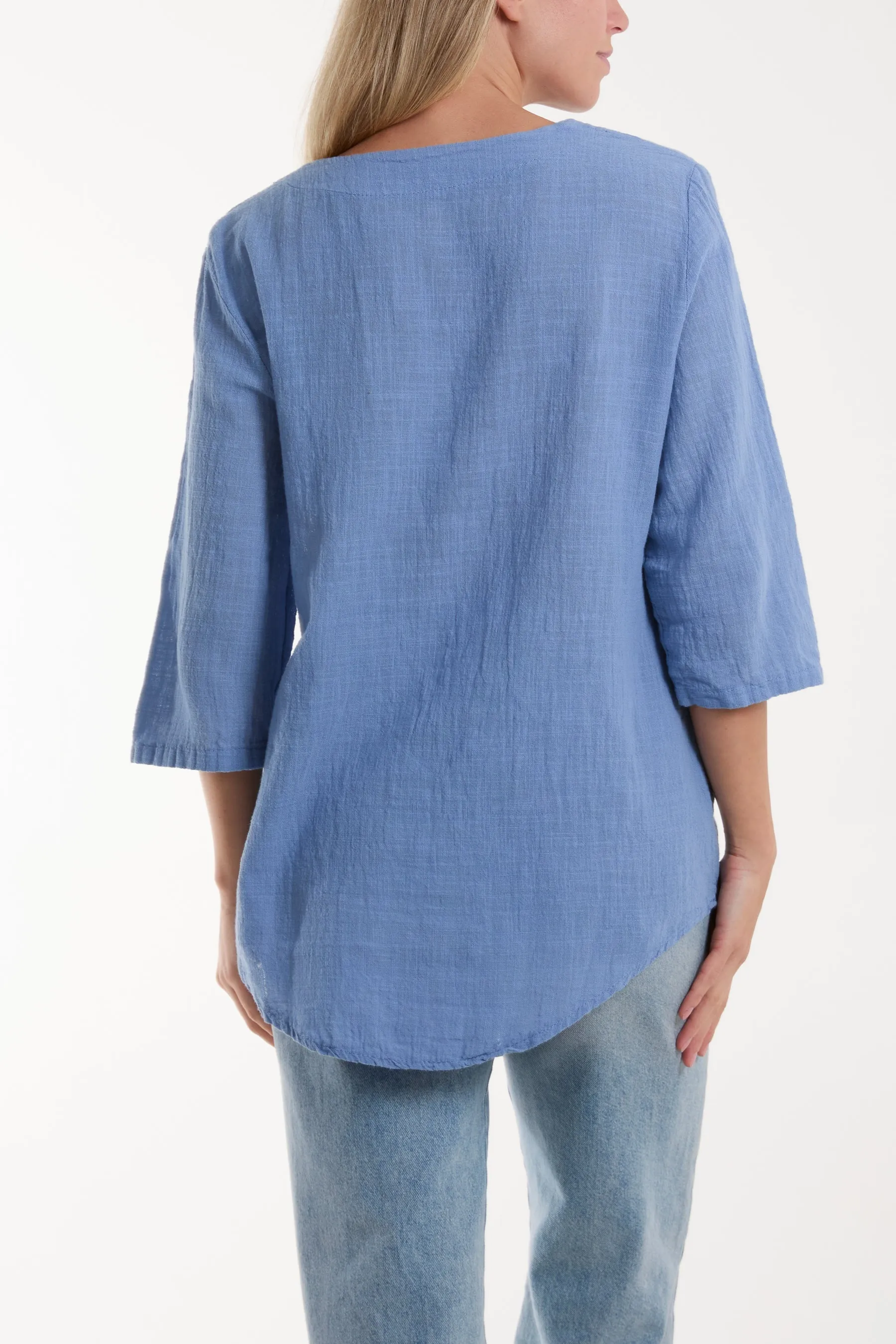 Front Button Cotton Washed Top