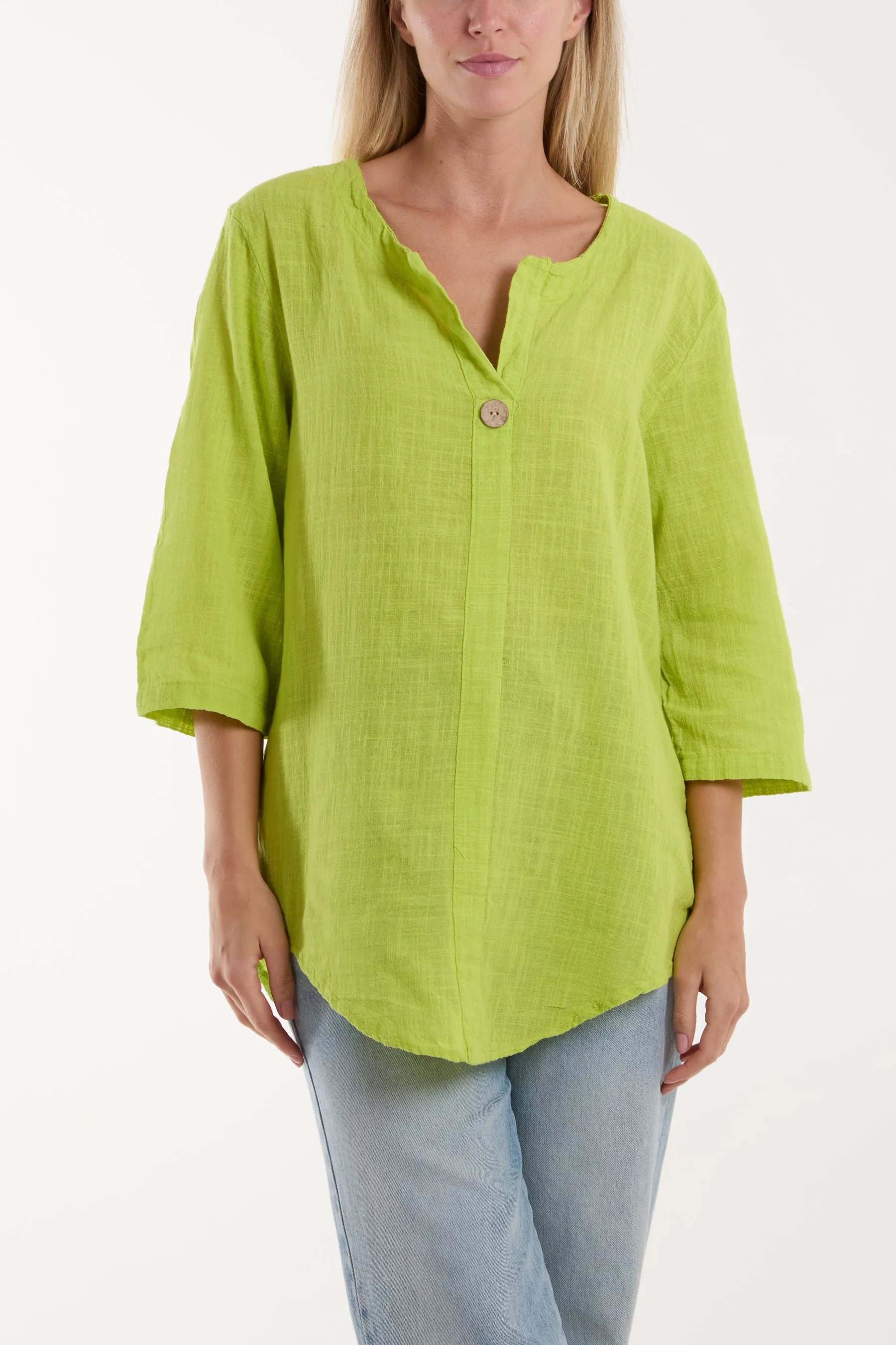 Front Button Cotton Washed Top