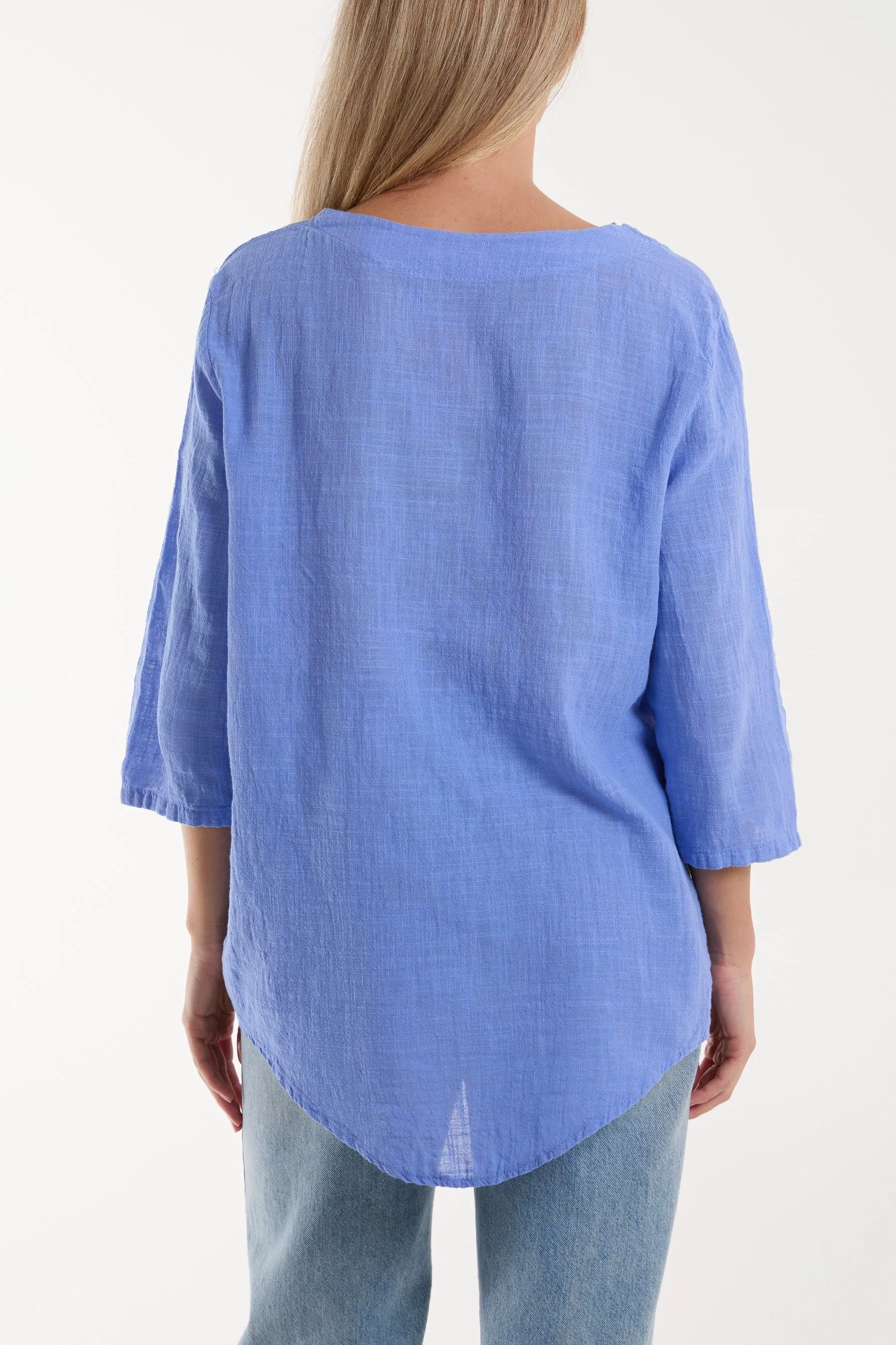 Front Button Cotton Washed Top