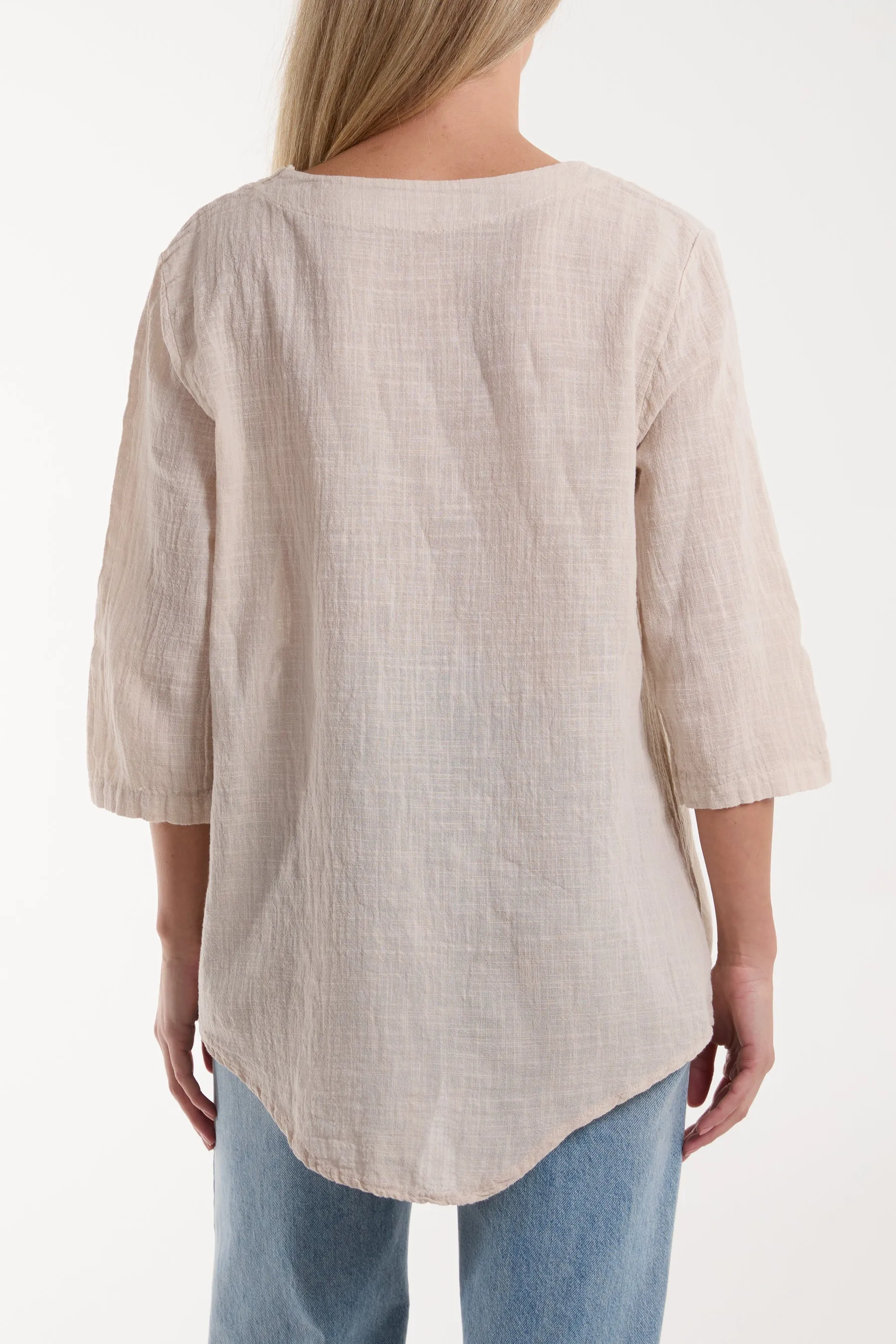 Front Button Cotton Washed Top