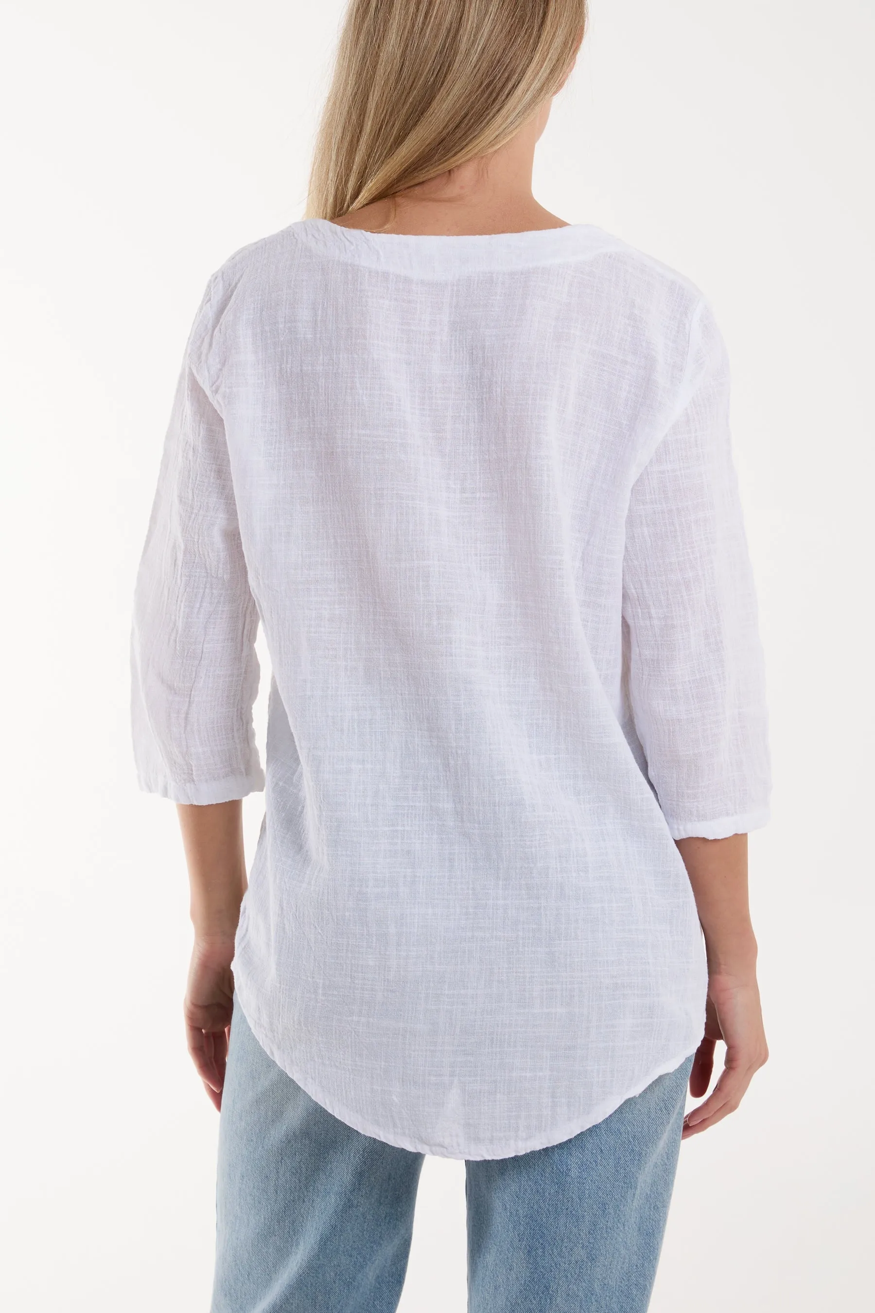 Front Button Cotton Washed Top