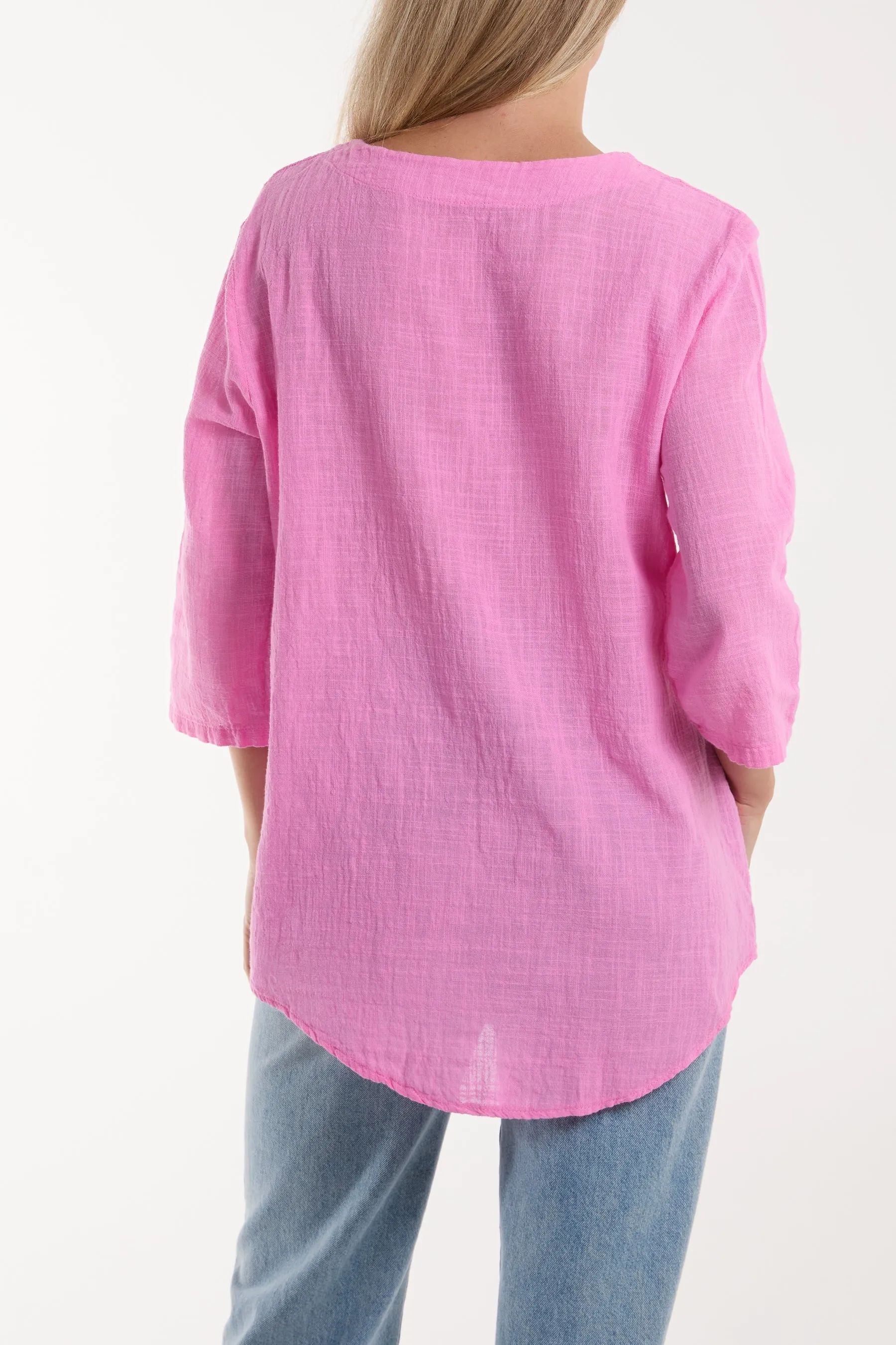 Front Button Cotton Washed Top