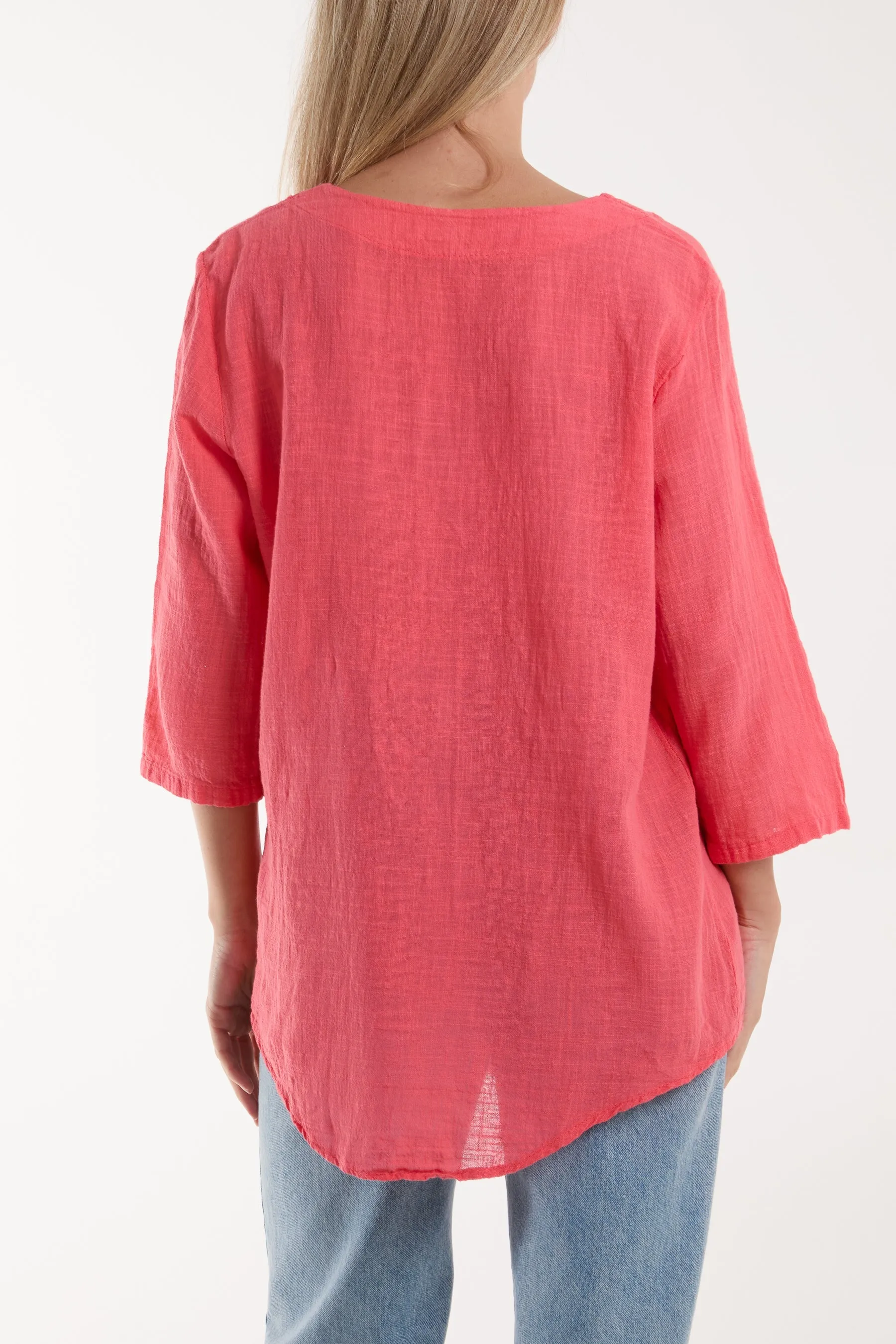 Front Button Cotton Washed Top