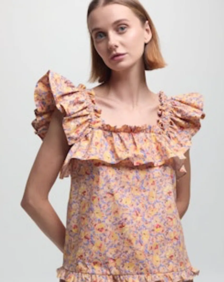 Gabriela Top Yellow Garden Poplin by Kika Vargas