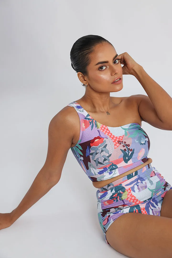Garden Print – One-Shoulder Bikini Set
