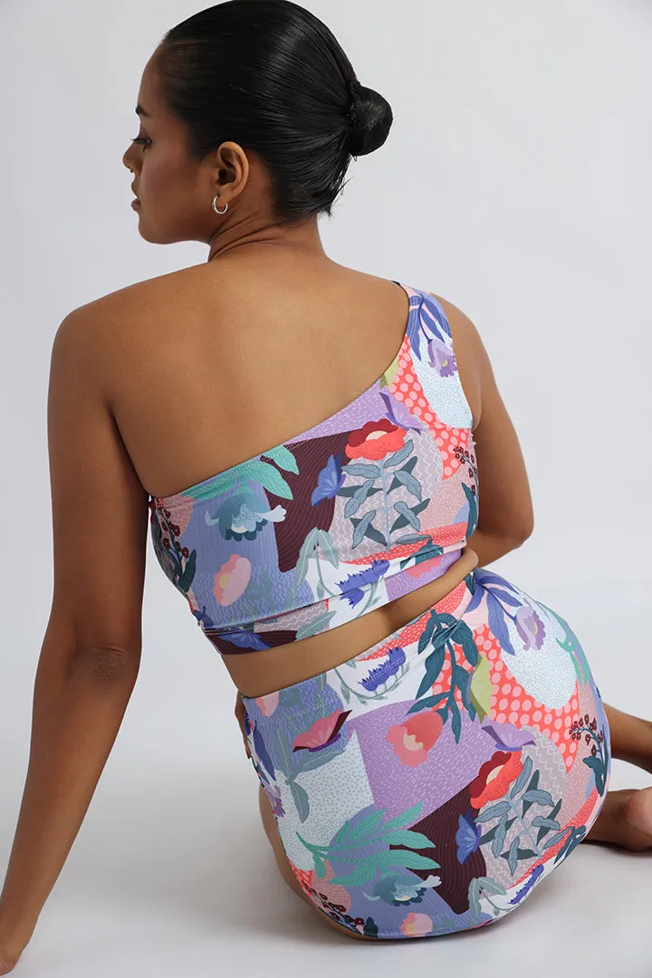 Garden Print – One-Shoulder Bikini Set