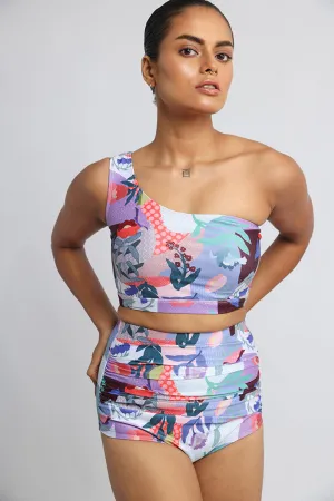 Garden Print – One-Shoulder Bikini Set