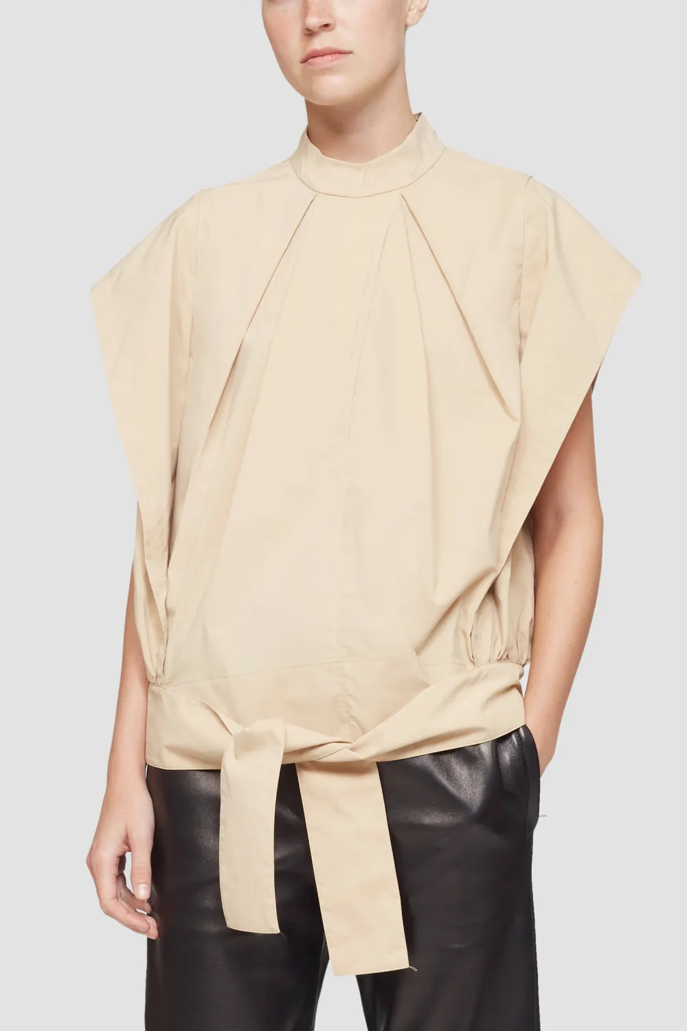 Gathered Batwing-Sleeve Top