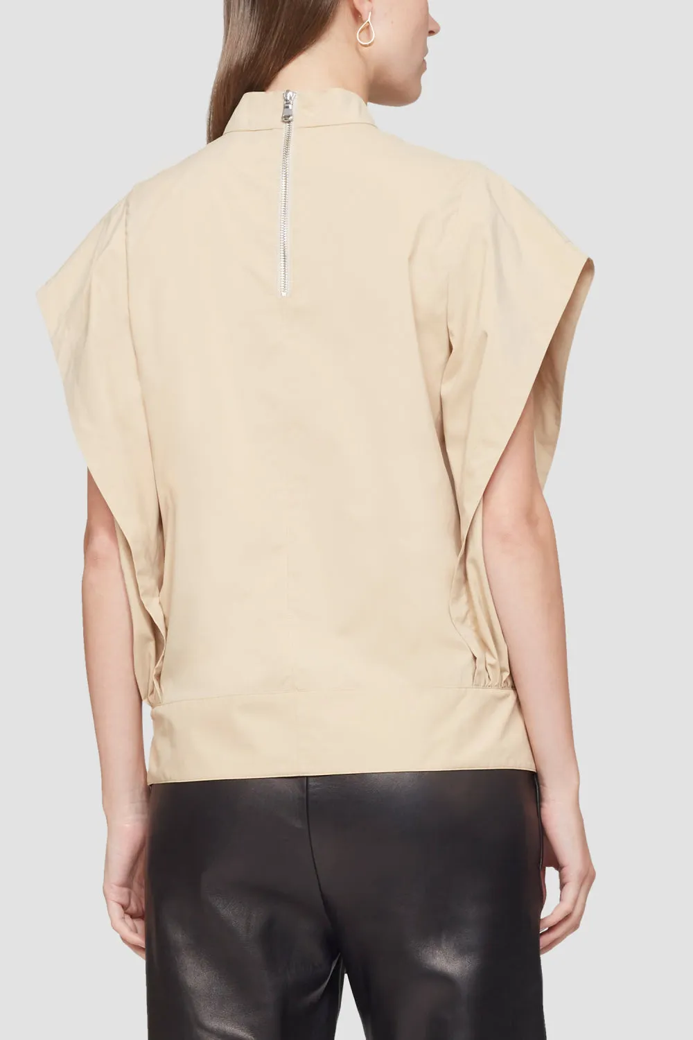 Gathered Batwing-Sleeve Top