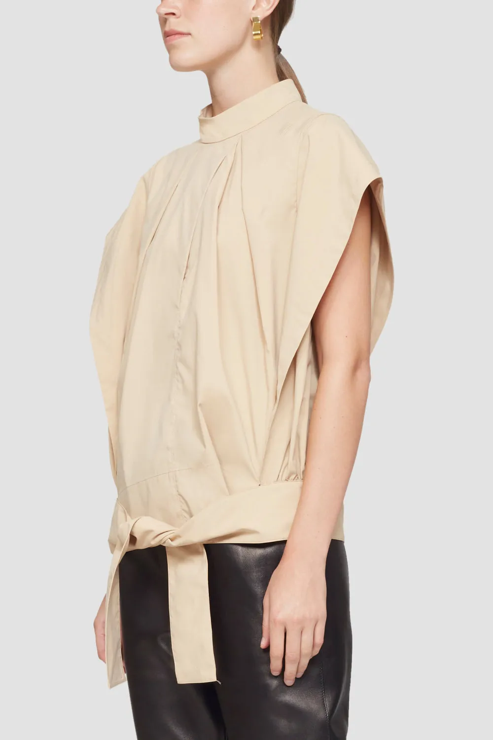 Gathered Batwing-Sleeve Top