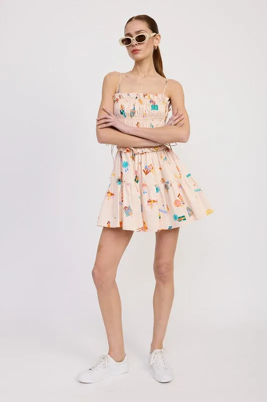 Gathered Poplin Mini Dress