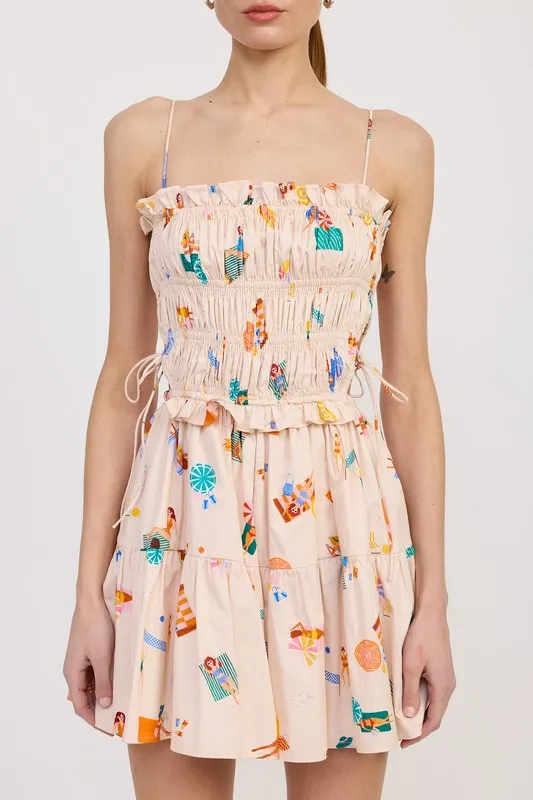 Gathered Poplin Mini Dress